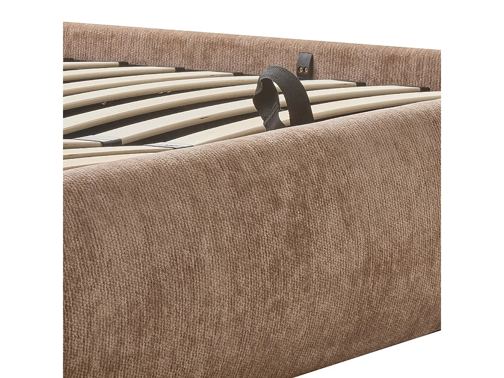 Claudie - Lit coffre en tissu 160x200cm - Marron