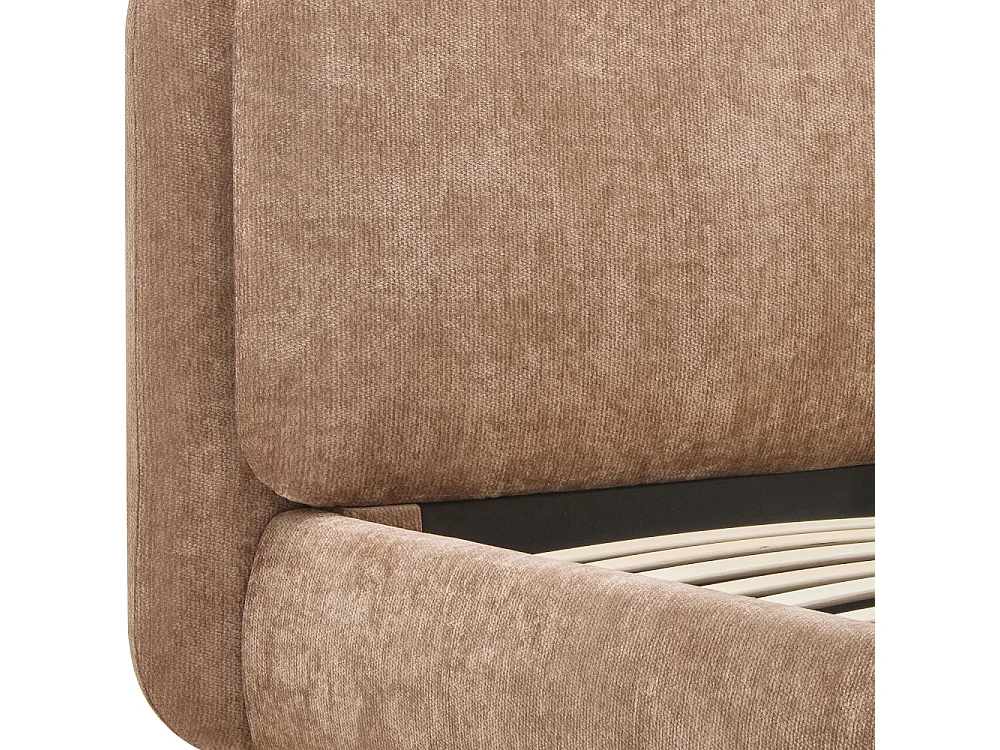 Claudie - Lit coffre en tissu 160x200cm - Marron