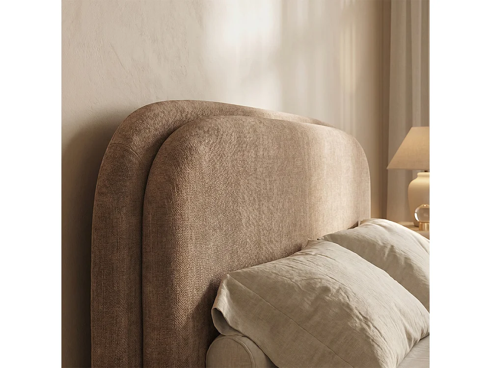 Claudie - Lit coffre en tissu 160x200cm - Marron