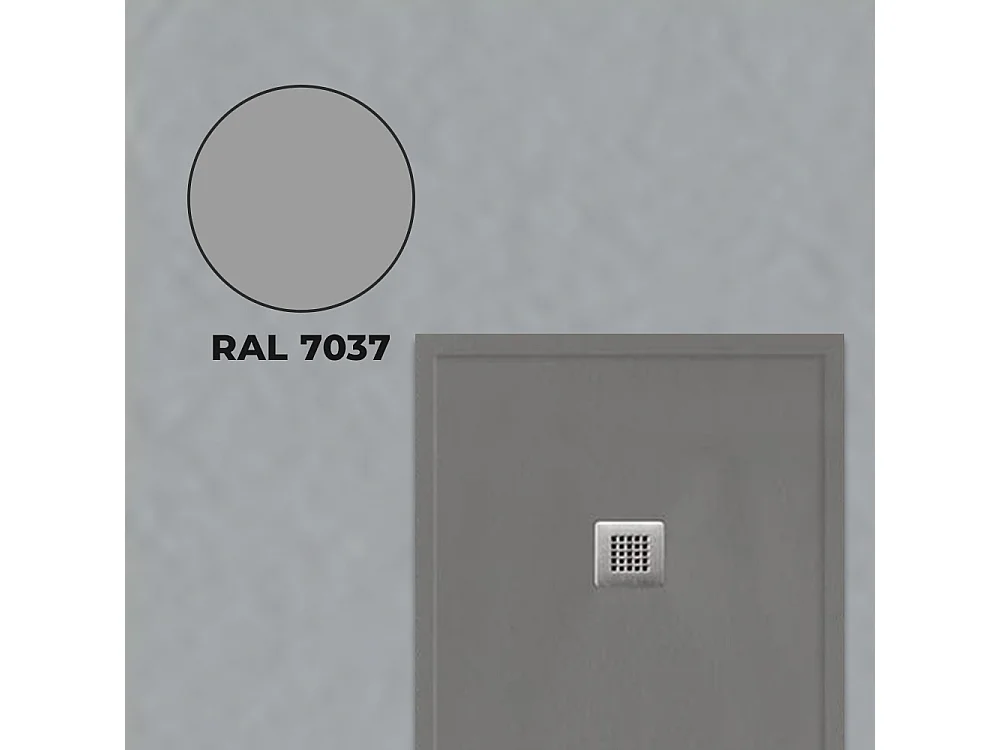 Douchebak van antislip hars | Inclusief afvoerventiel en rooster | Kleur | Grijs | 80 X 180 cm