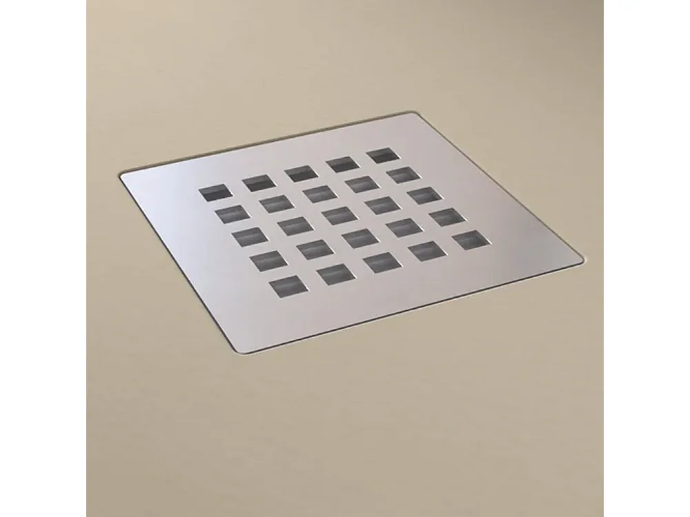 Receveur de douche en résine avec robinet et grille antidérapante à bord extra plat | Texture de la pierre | Beige | 70 X 150 cm