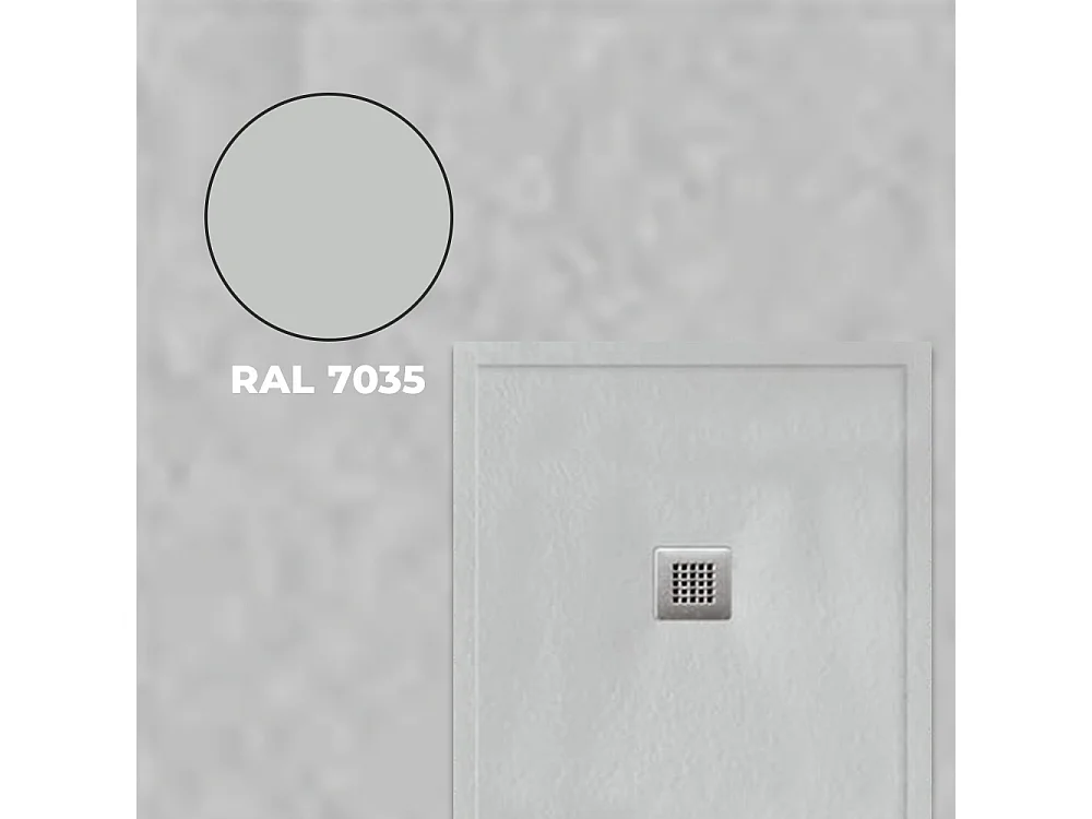 Douchebak van antislip hars | Inclusief afvoerventiel en rooster | Kleur | Parelgrijs | 80 X 80 cm