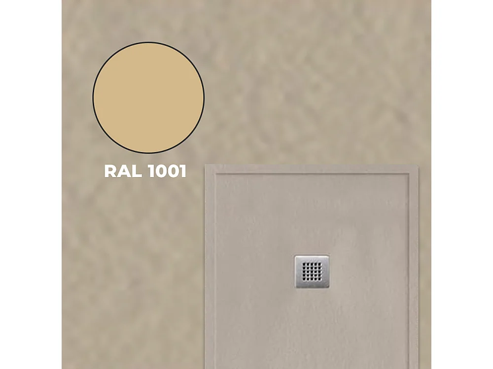 Receveur de douche en résine avec robinet et grille antidérapante à bord extra plat | Texture de la pierre | Moka | 70 X 160 cm