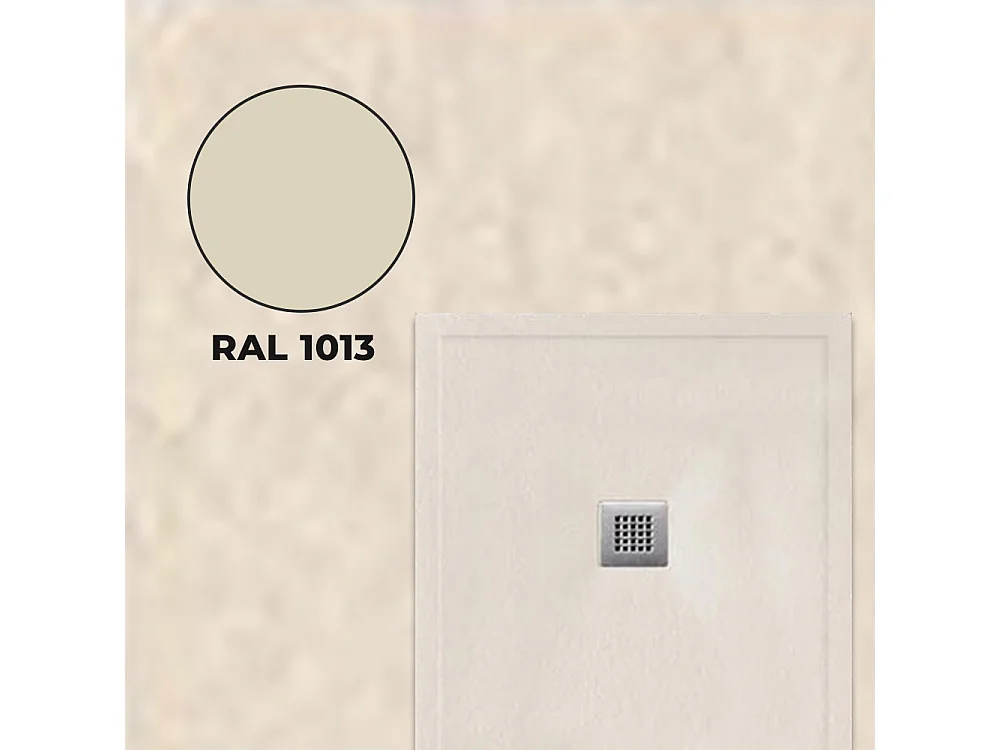 Receveur de douche en résine avec robinet et grille antidérapante à bord extra plat | Texture de la pierre | Beige | 70 X 180 cm