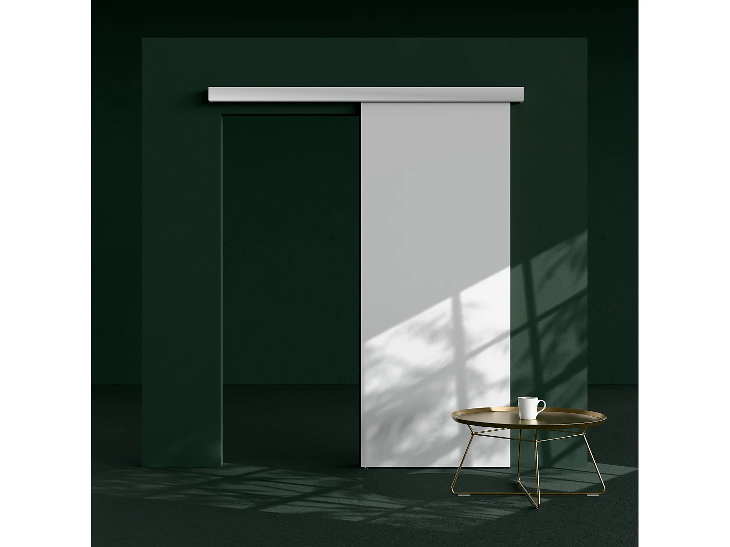 Porte Coulissante non percée avec Rail - Prépeinte Plane 83 cm