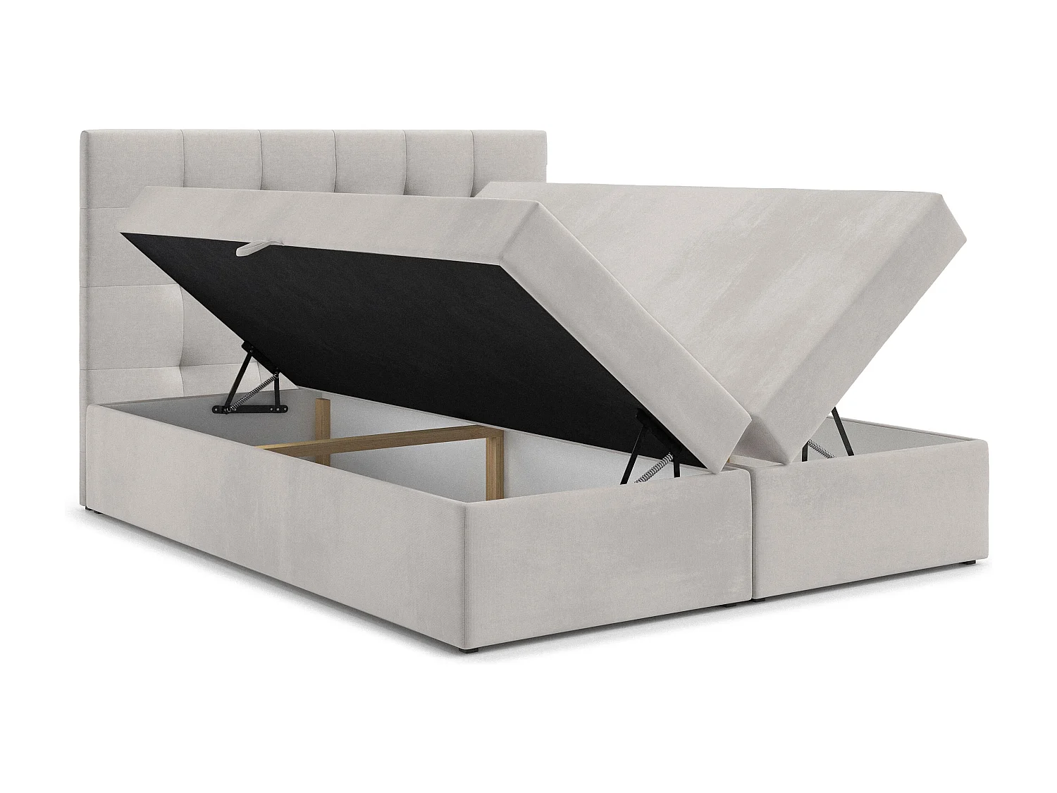 AX LIVING Boxspringbett Galata 140x200 Beige ohne Topper Bettkasten Komfortbett