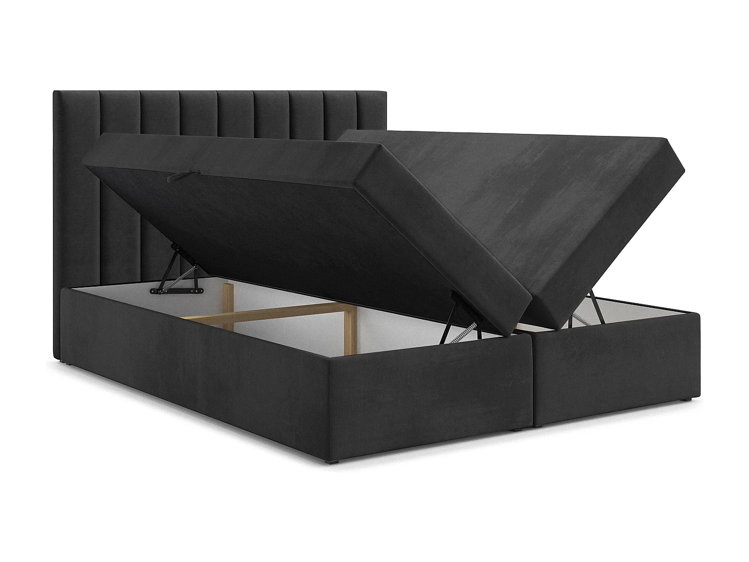 AX LIVING lit avec coffre 160x200 cm Bursa lit boxspring noir avec surmatelas