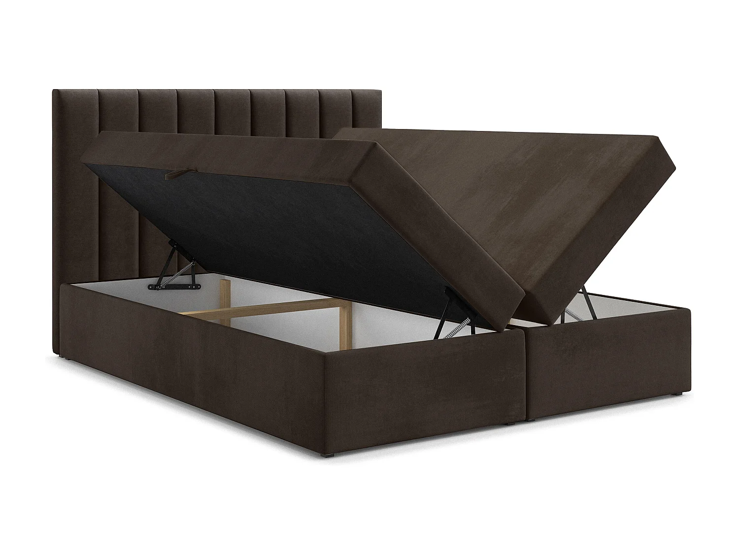 AX LIVING Boxspringbett Bursa 140x200 Brown ohne Topper Bettkasten Komfortbett