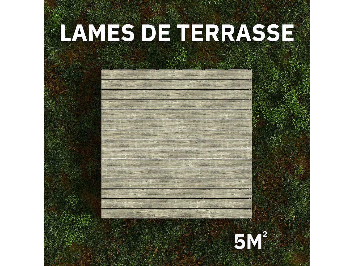 Kit Terrasse PVC BELLAME 5 m² (222 x 14,5 x 2,2 cm) - Chêne Vieilli