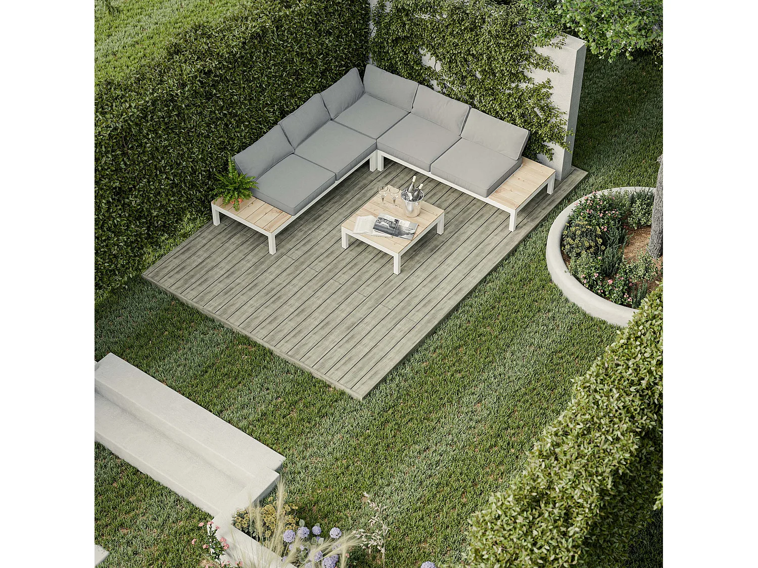Kit Terrasse PVC BELLAME 5 m² (222 x 14,5 x 2,2 cm) - Chêne Vieilli