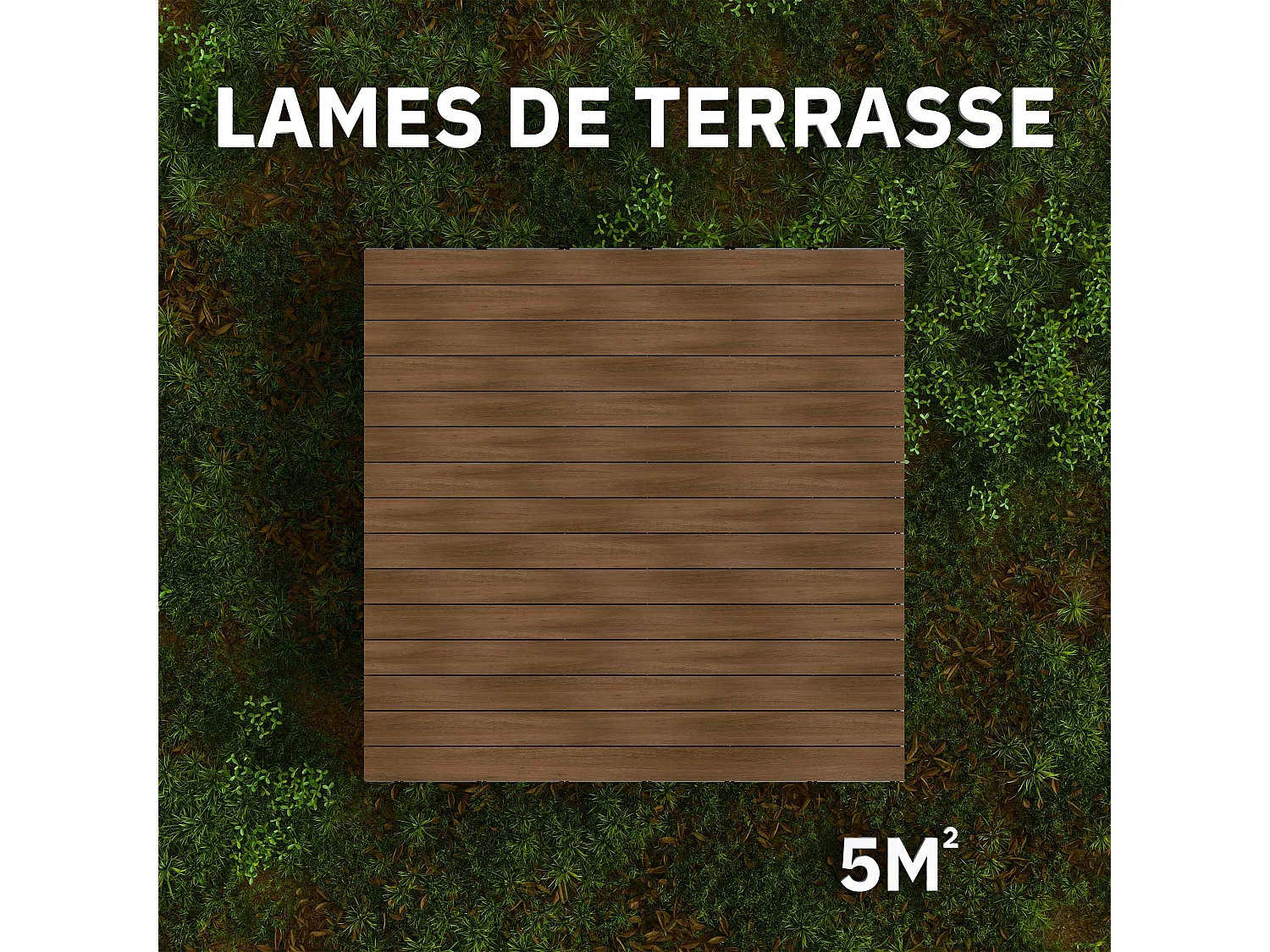 Kit Terrasse PVC BELLAME 5 m² (222 x 14,5 x 2,2 cm) - Chêne Noix de Muscade