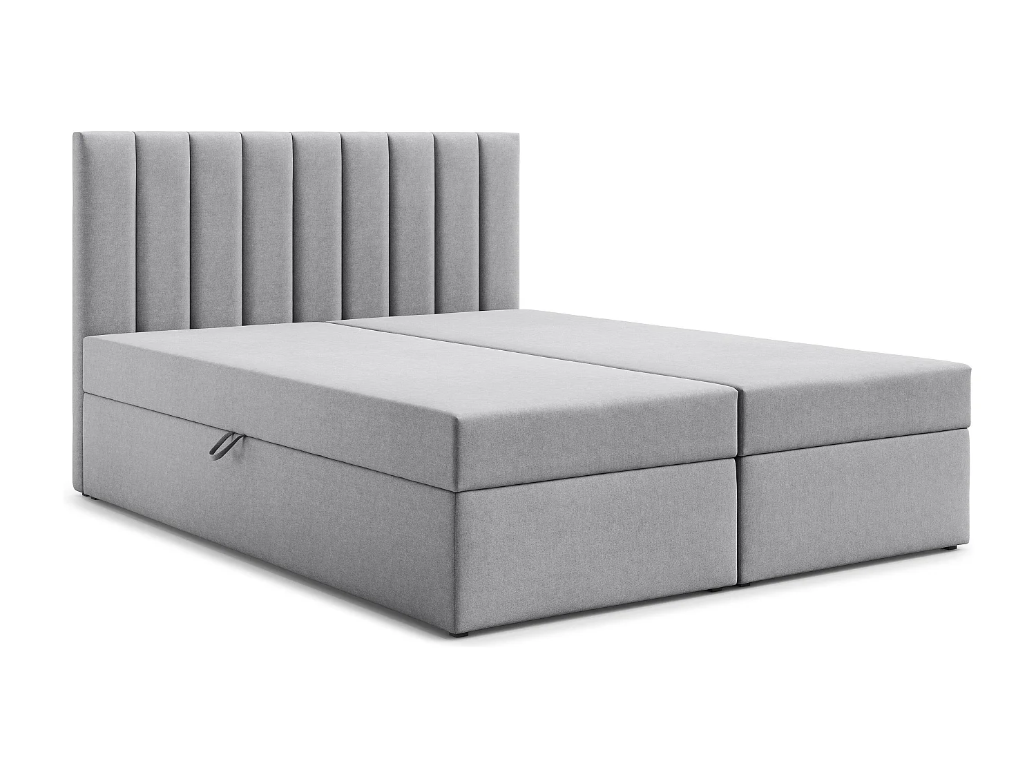 AX LIVING Boxspringbett Bursa 140x200 Grau ohne Topper Bettkasten Komfortbett
