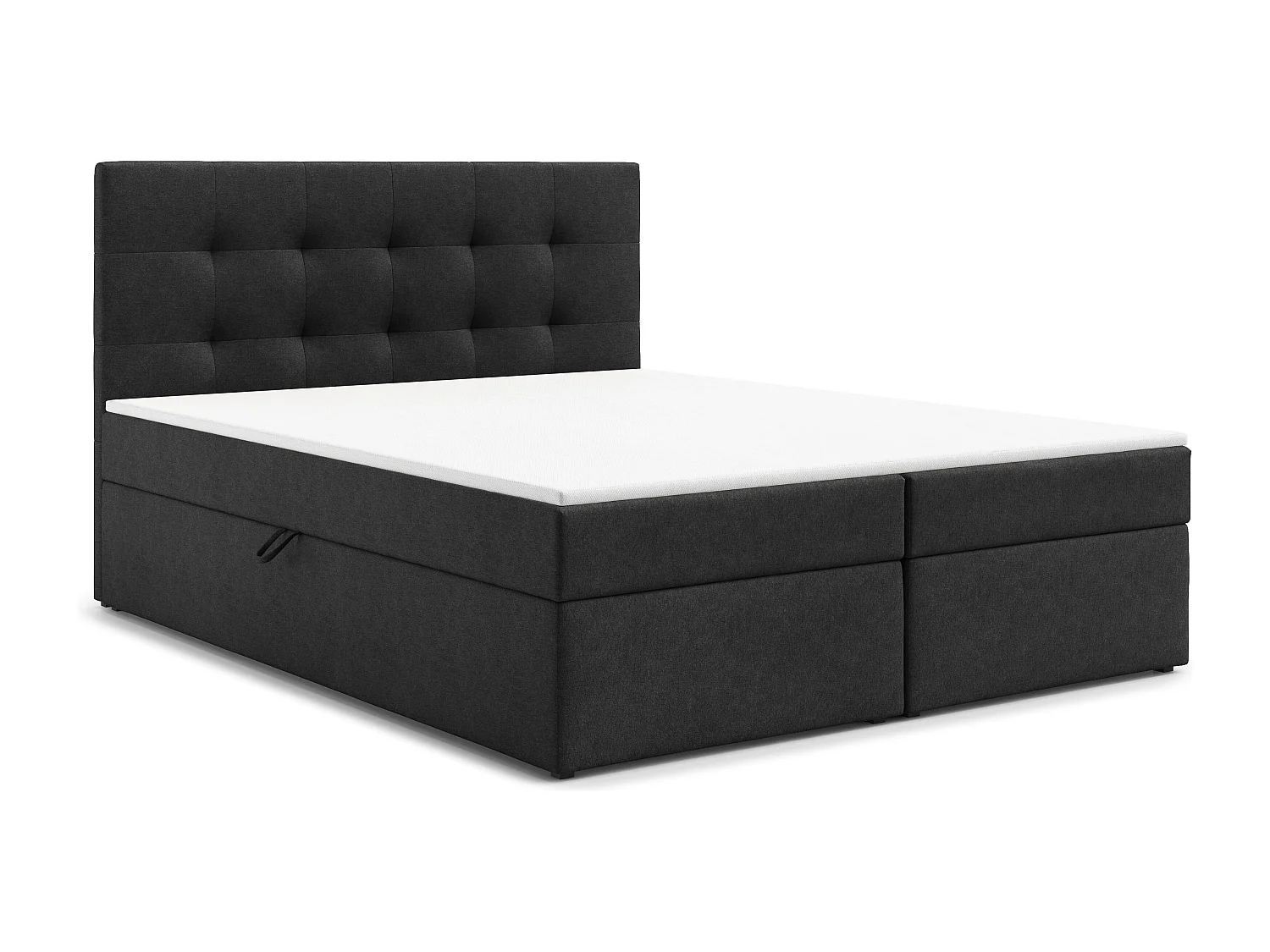AX LIVING lit boxspring Galata 140x200 noir avec surmatelas coffre lit confortable