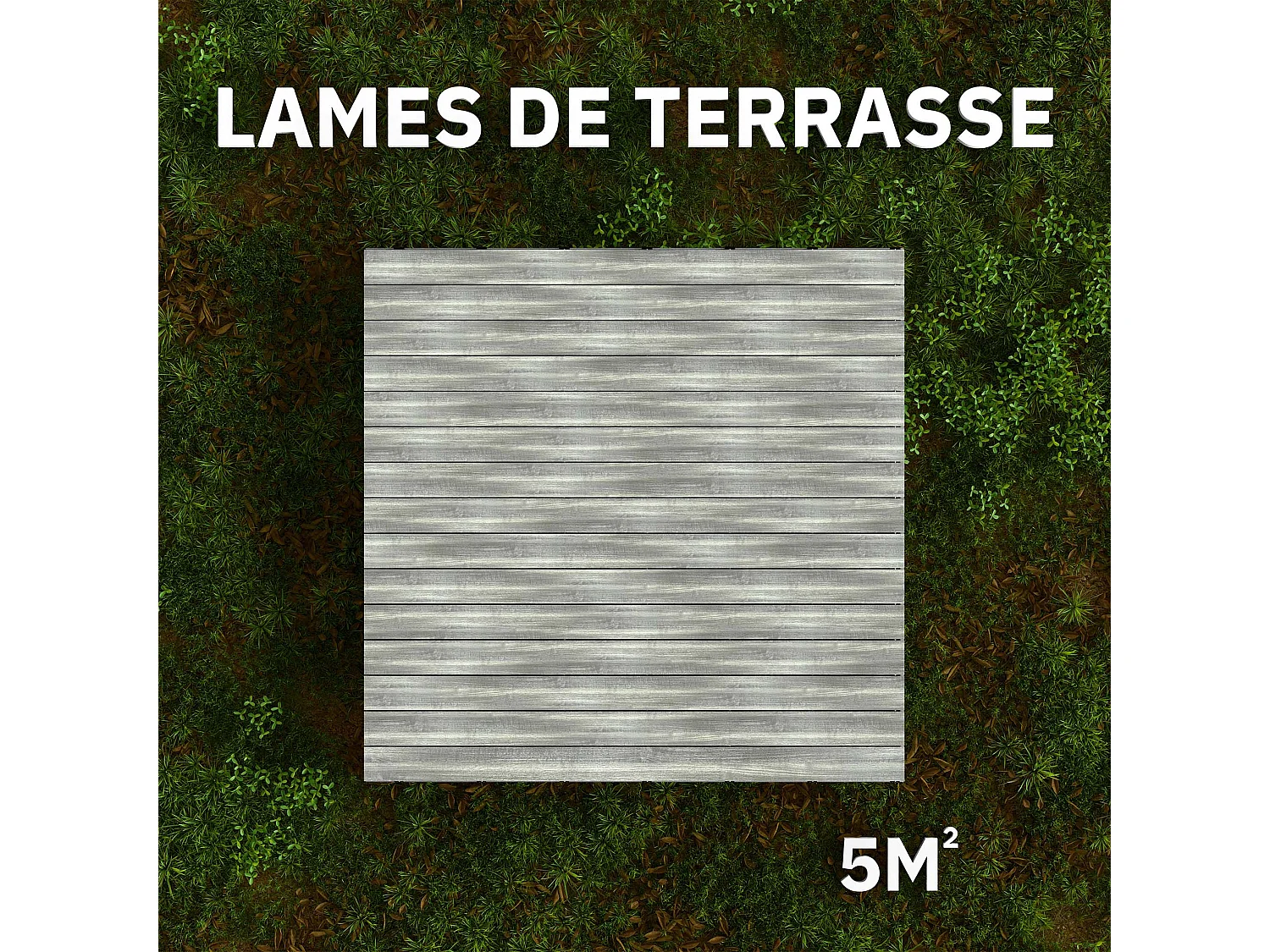 Kit Terrasse PVC BELLAME 5 m² (222 x 14,5 x 2,2 cm) - Teck de Guyane