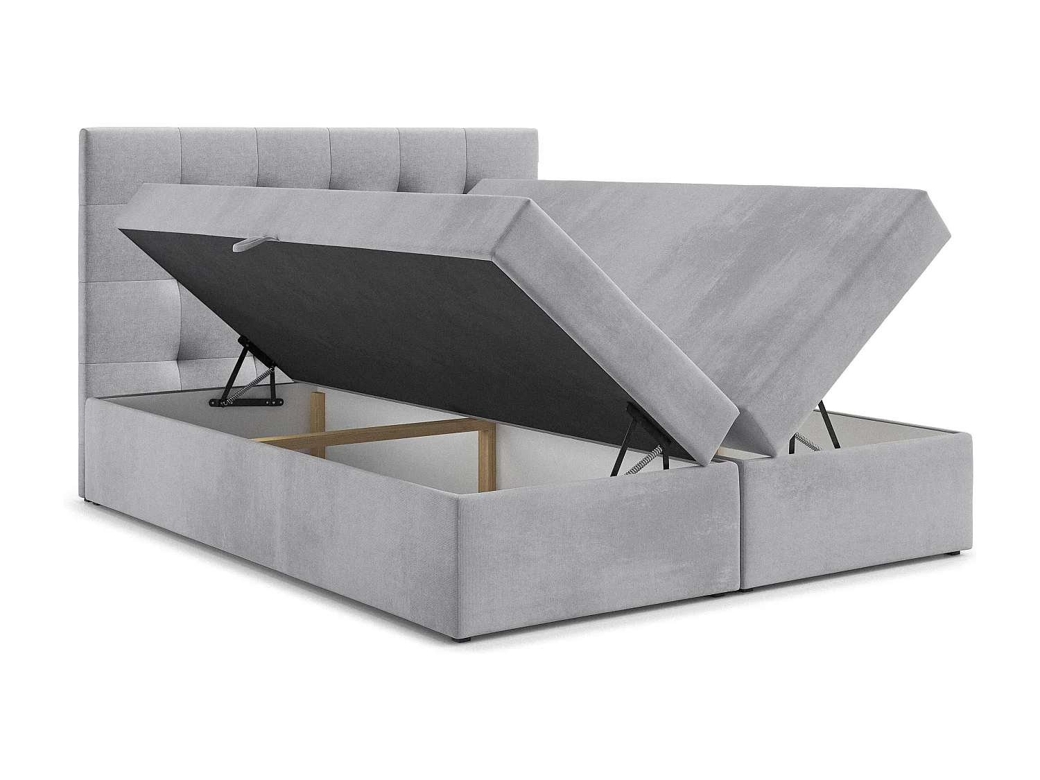 AX LIVING Bett mit Bettkasten 160x200 cm Galata Boxspringbett Grau ohne Topper