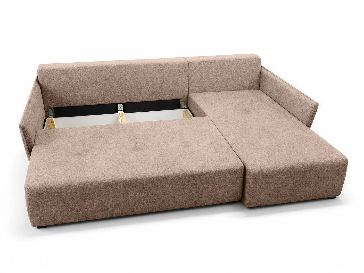 AX LIVING Ecksofa Damascus Creme mit Schlaffunktion Bettkasten Schlafsofa 212 cm rechts