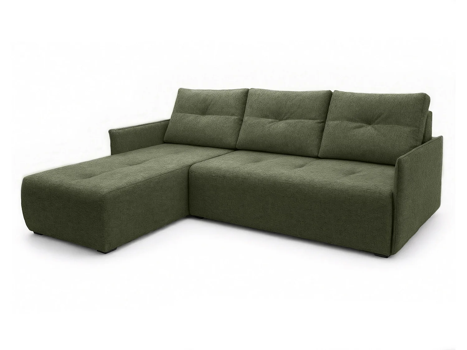 AX LIVING canapé d’angle Damascus vert avec fonction couchage coffre canapé-lit 212 cm gauche