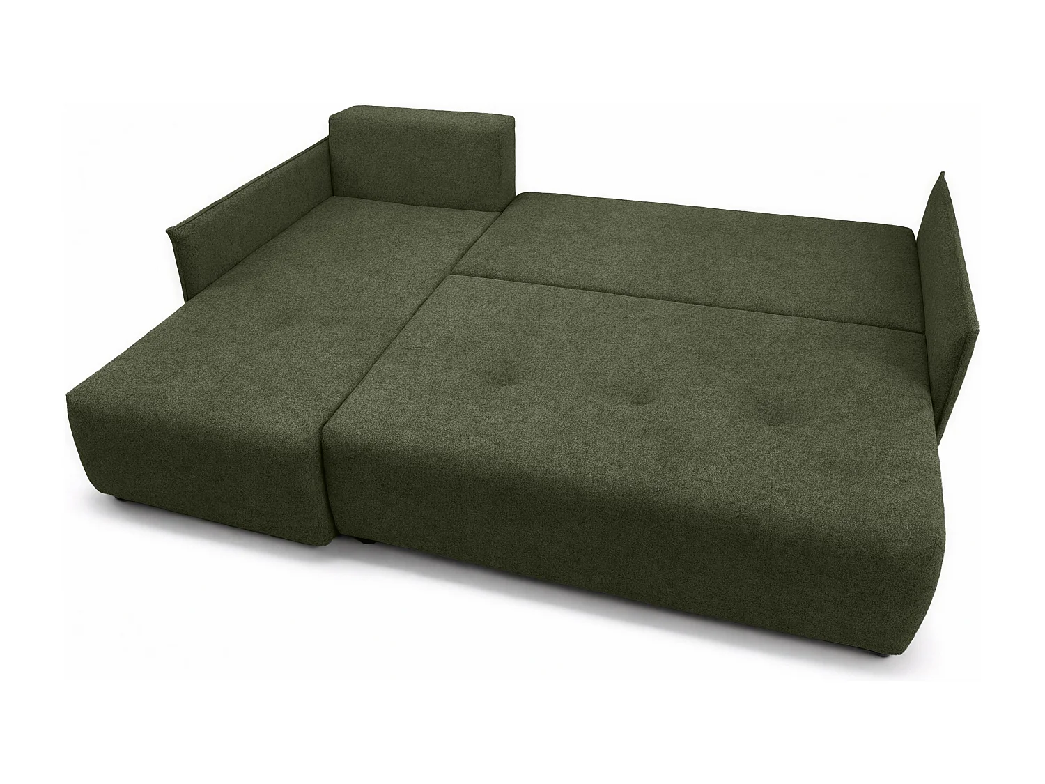 AX LIVING canapé d’angle Damascus vert avec fonction couchage coffre canapé-lit 212 cm gauche