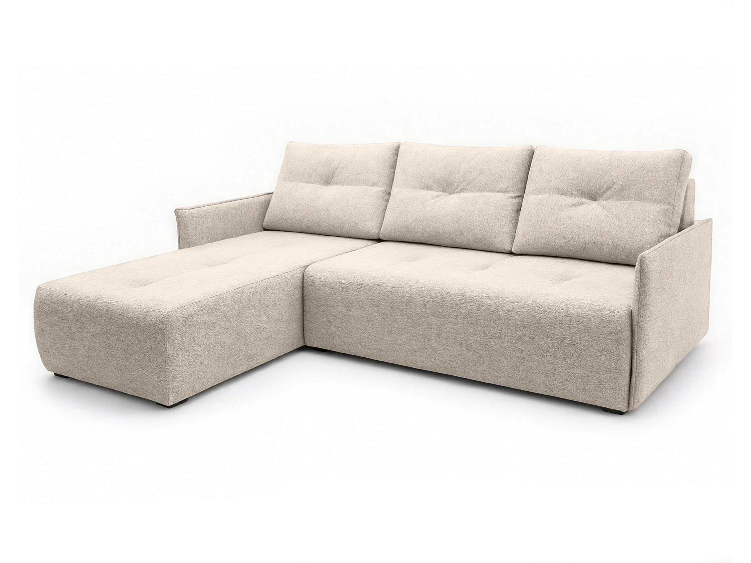 AX LIVING canapé d’angle Damascus beige avec fonction couchage coffre canapé-lit 212 cm gauche