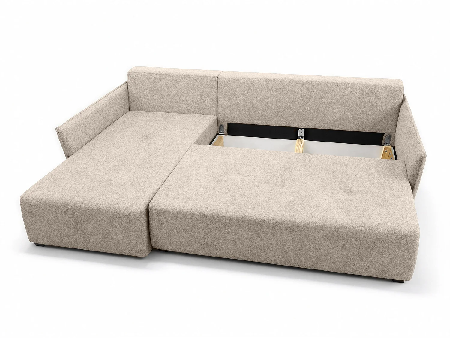 AX LIVING canapé d’angle Damascus beige avec fonction couchage coffre canapé-lit 212 cm gauche