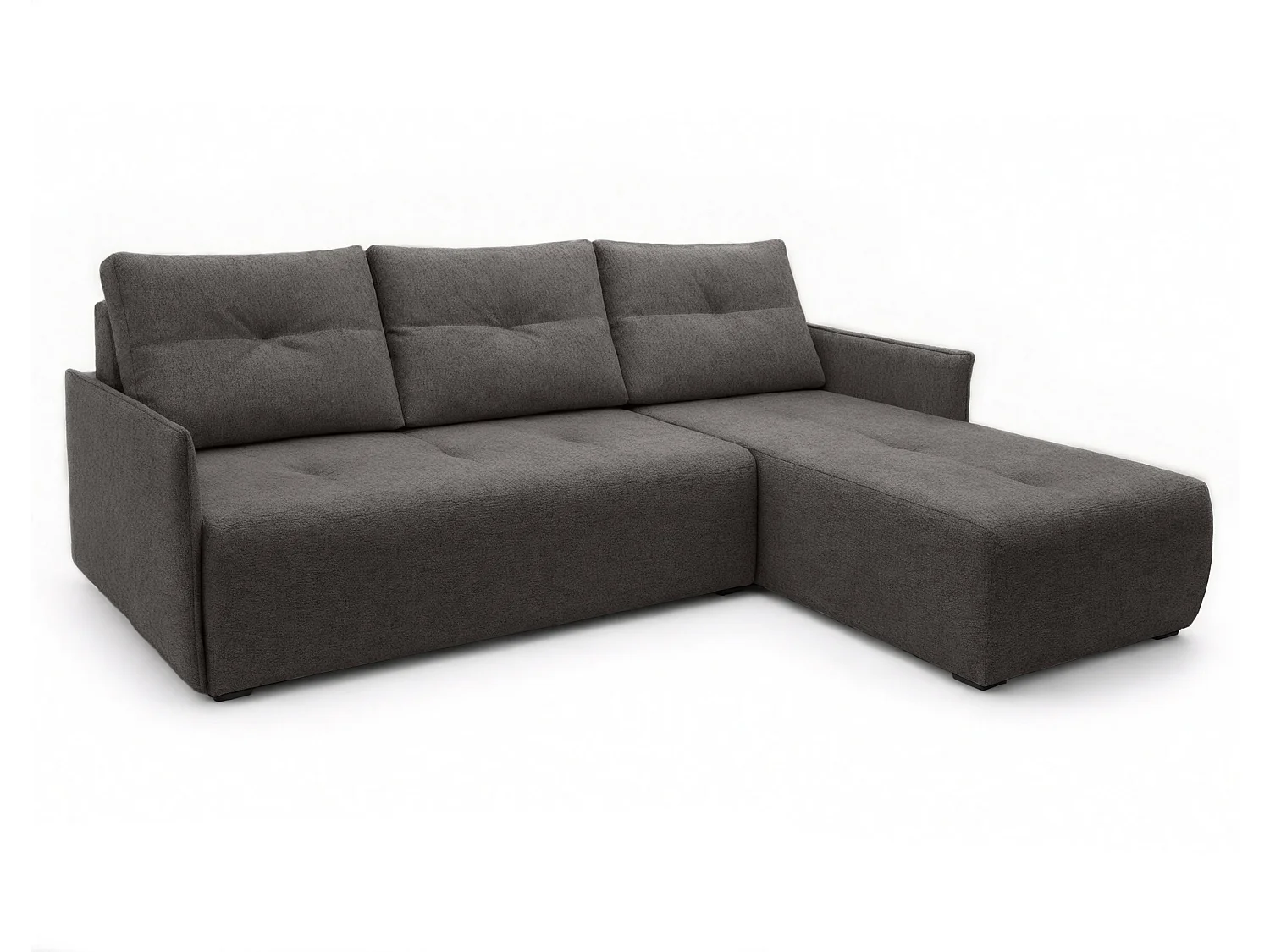 AX LIVING Ecksofa Damascus Dunkelgrau mit Schlaffunktion Bettkasten Schlafsofa 212 cm rechts