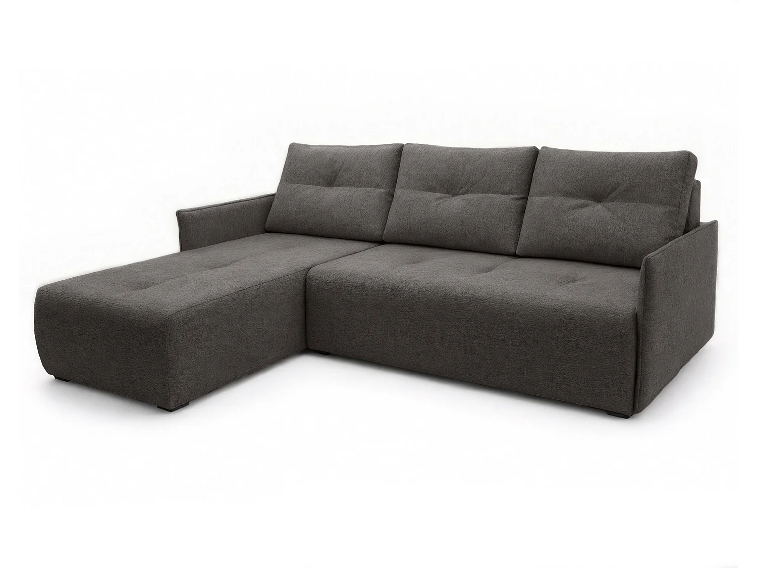 AX LIVING canapé d’angle Damascus gris foncé avec fonction couchage coffre canapé-lit 212 cm gauche