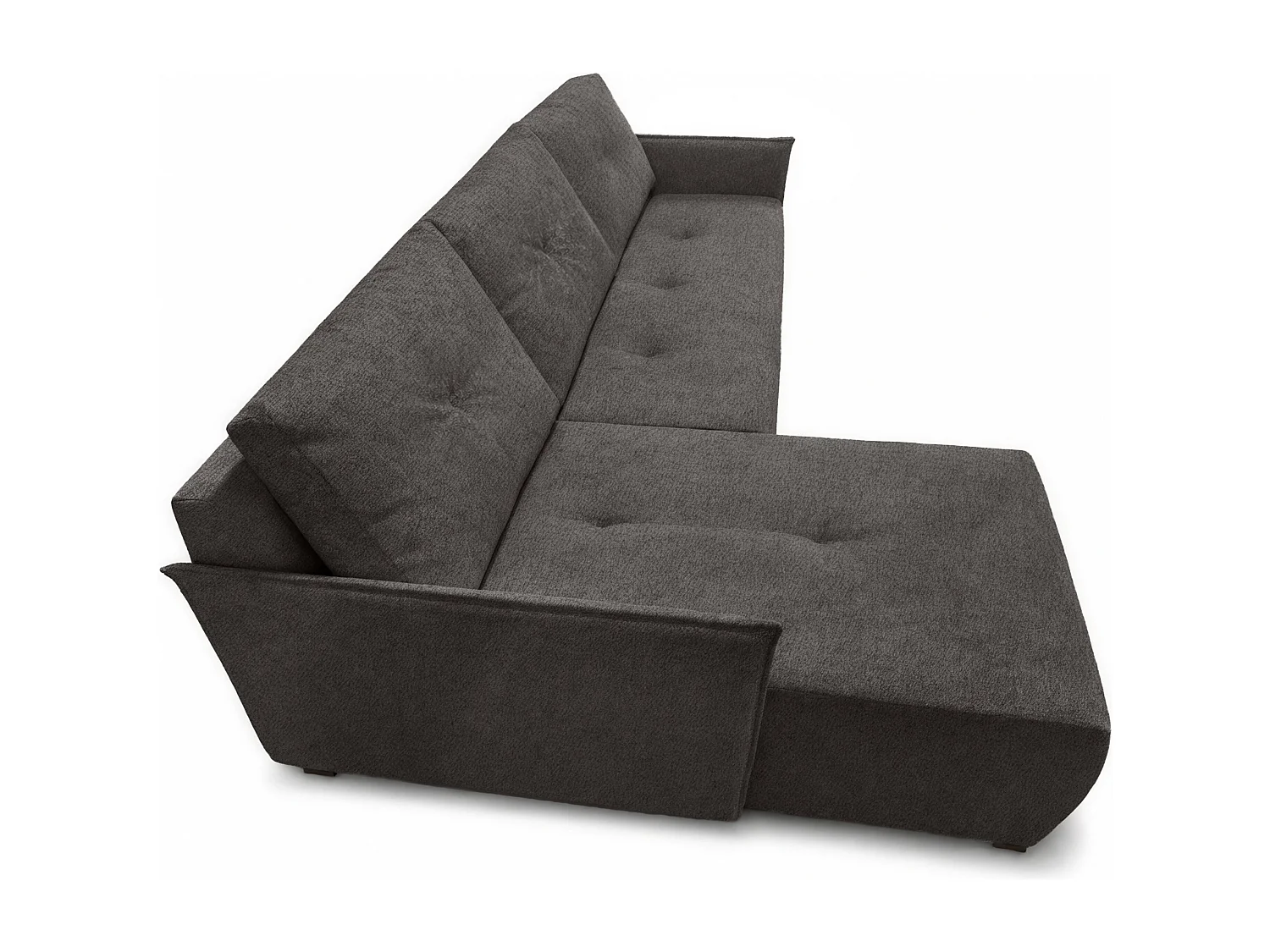 AX LIVING canapé d’angle Damascus gris foncé avec fonction couchage coffre canapé-lit 212 cm gauche