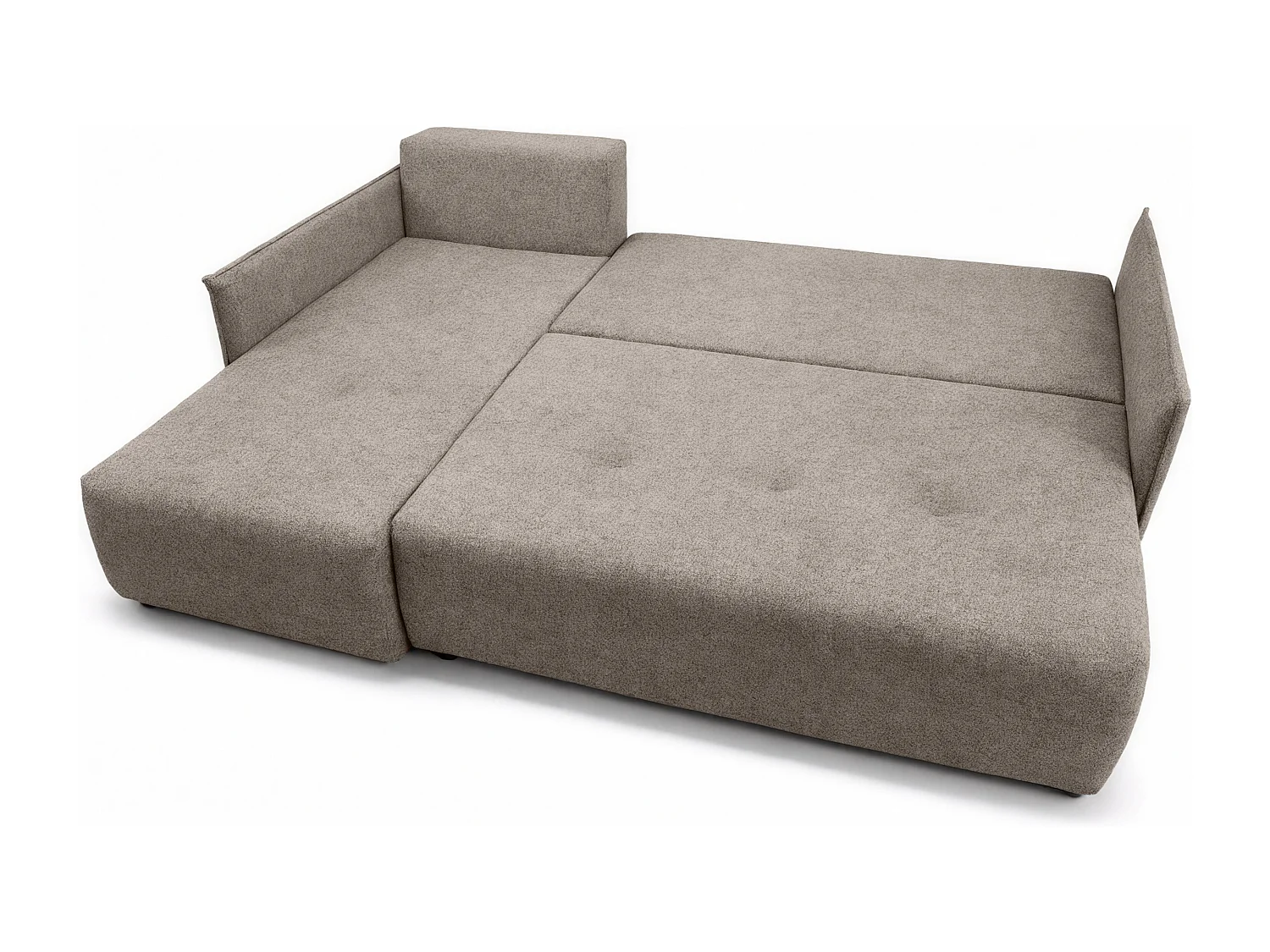 AX LIVING canapé d’angle Damascus brun clair avec fonction couchage coffre canapé-lit 212 cm gauche