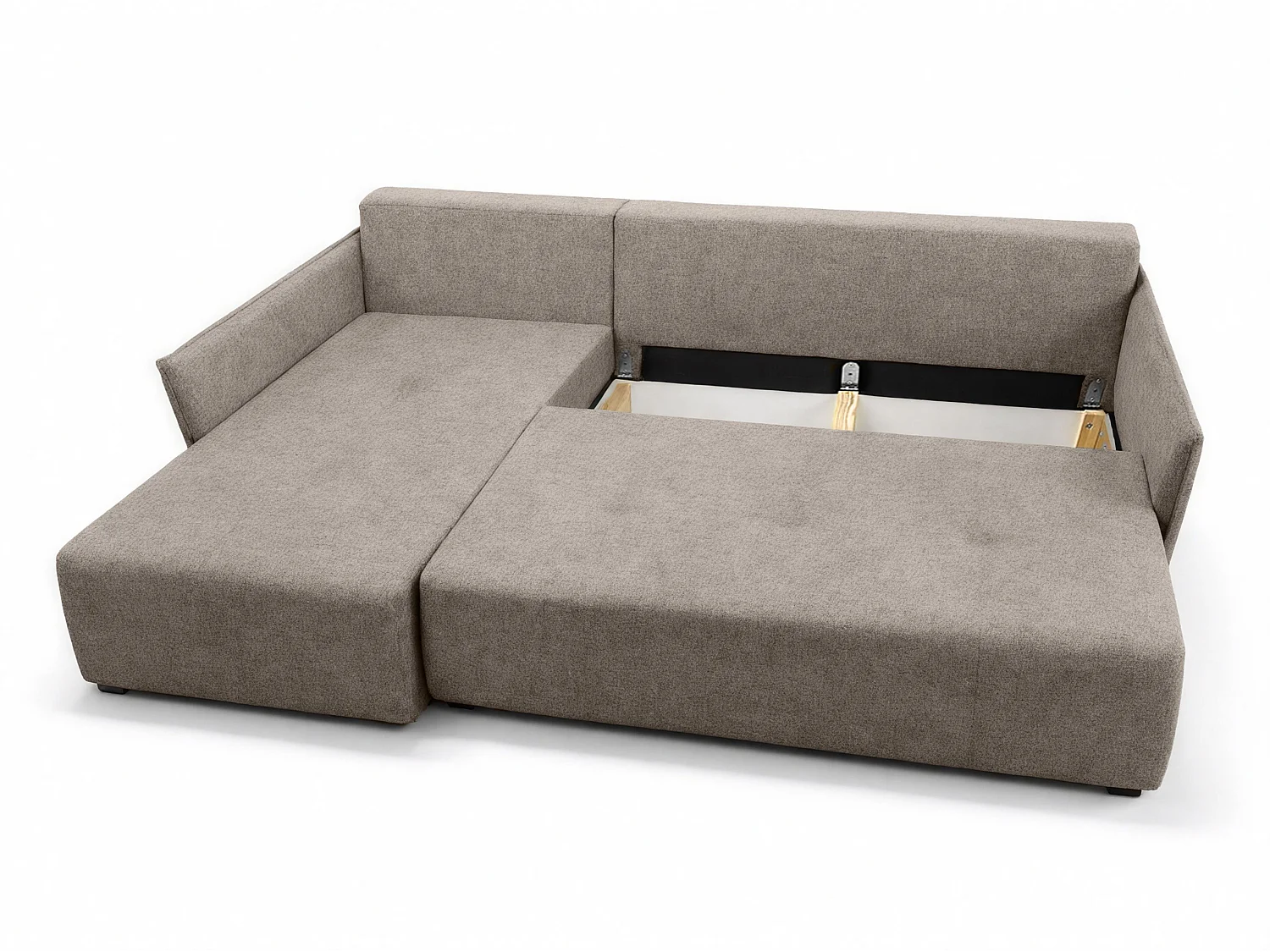 AX LIVING canapé d’angle Damascus brun clair avec fonction couchage coffre canapé-lit 212 cm gauche