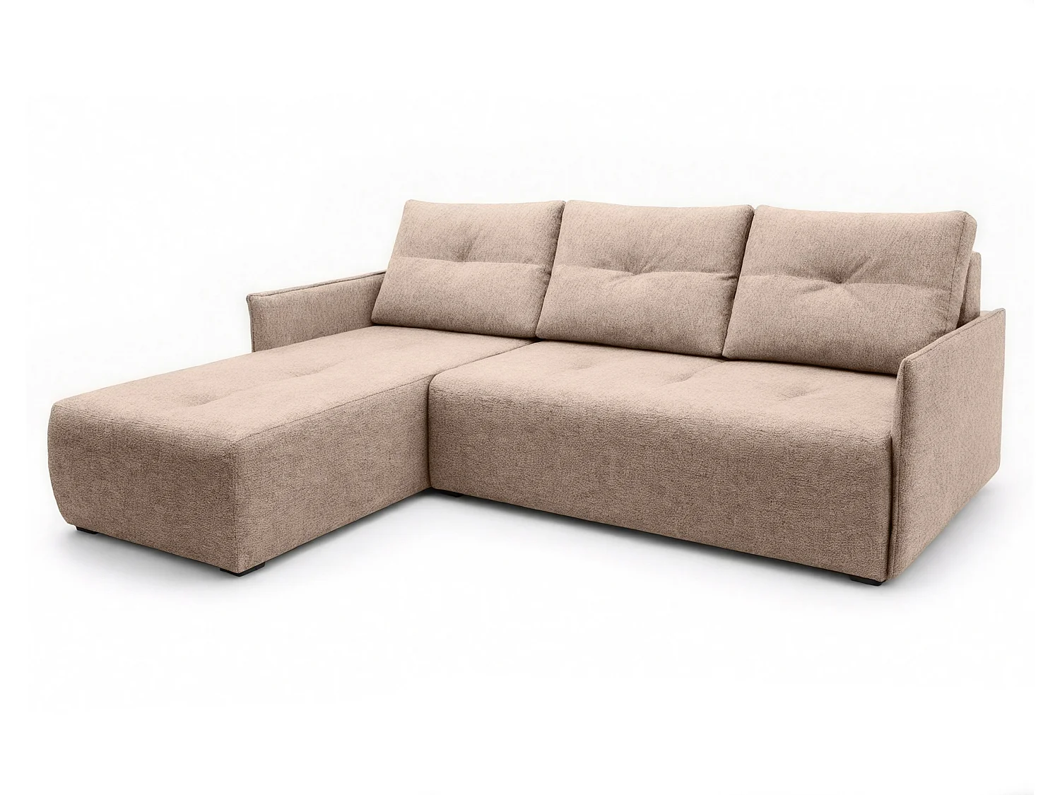 AX LIVING canapé d’angle Damascus crème avec fonction couchage coffre canapé-lit 212 cm gauche