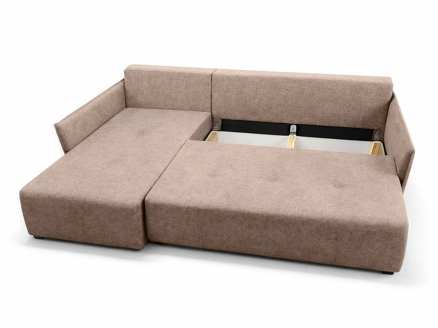 AX LIVING canapé d’angle Damascus crème avec fonction couchage coffre canapé-lit 212 cm gauche