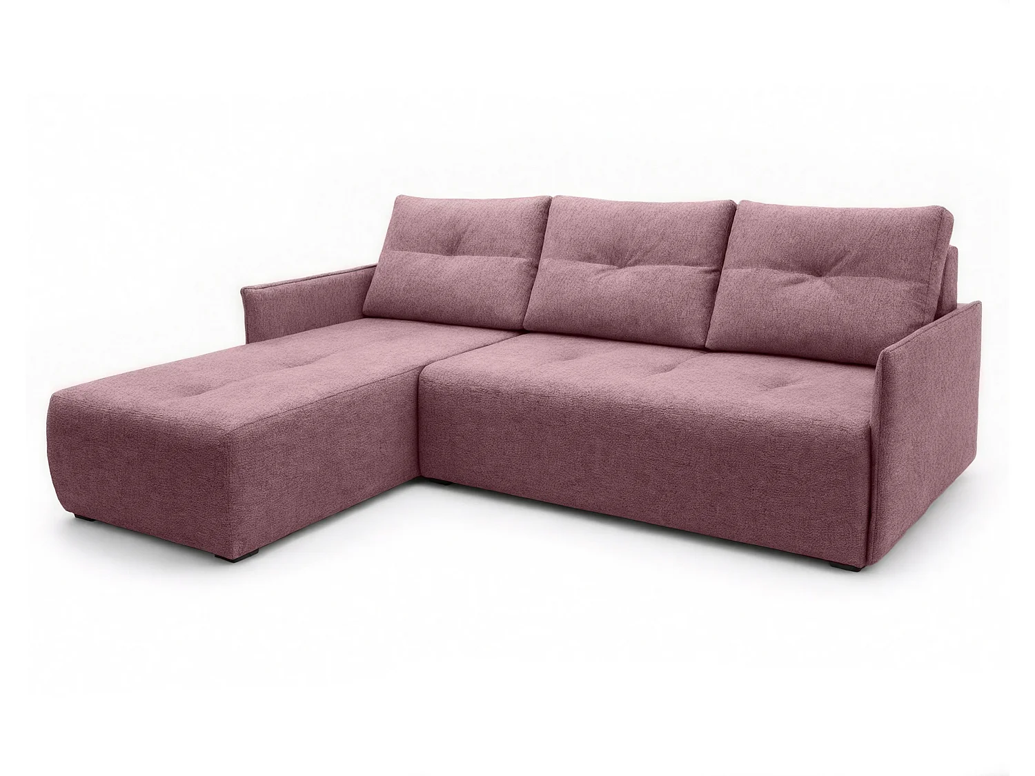 AX LIVING canapé d’angle Damascus rose avec fonction couchage coffre canapé-lit 212 cm gauche
