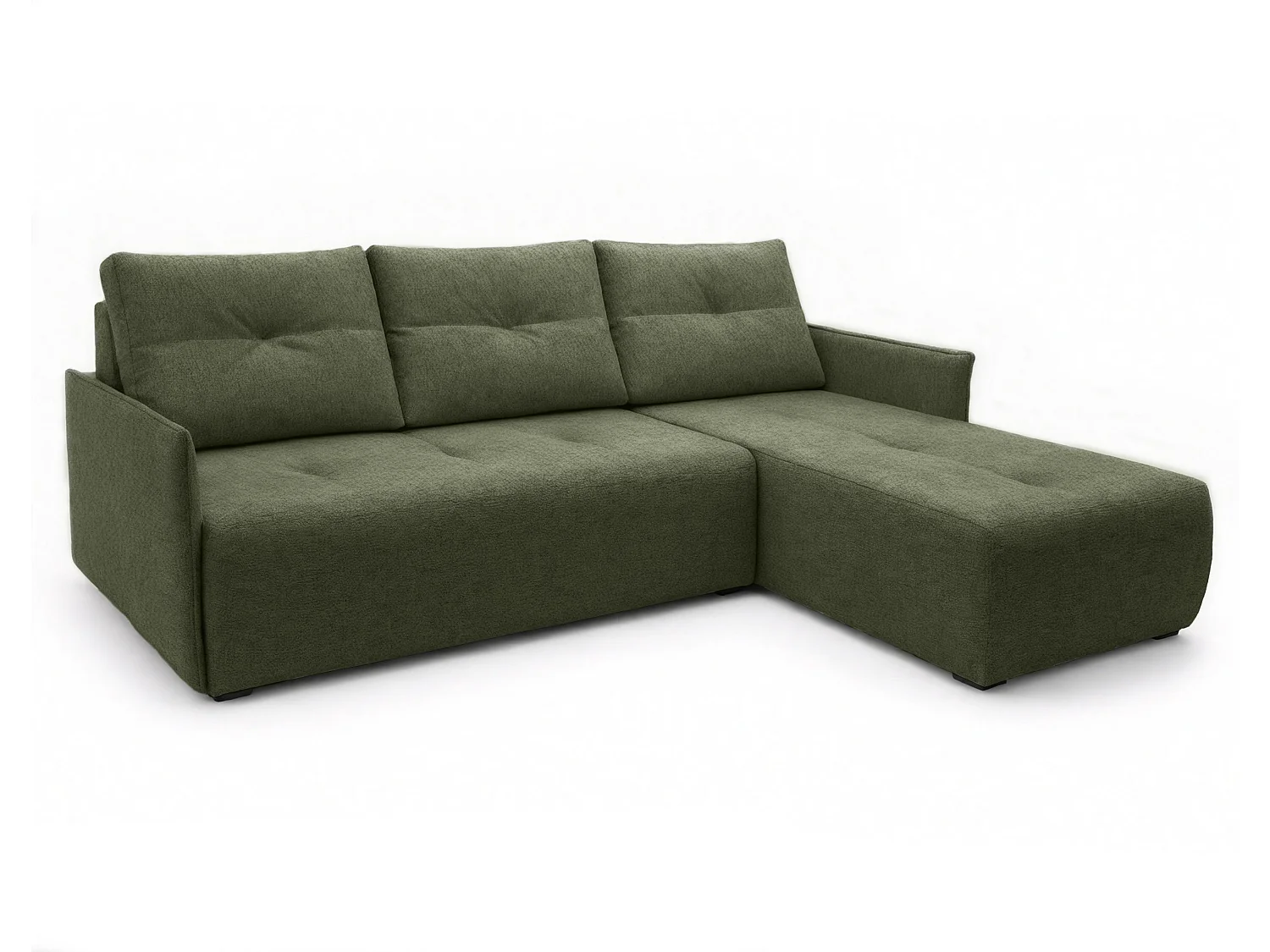 AX LIVING canapé d’angle Damascus vert avec fonction couchage coffre canapé-lit 212 cm droite