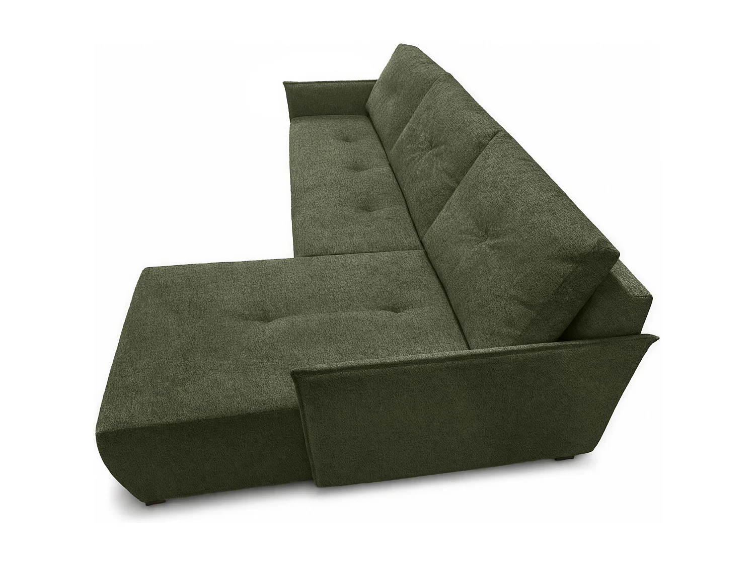 AX LIVING canapé d’angle Damascus vert avec fonction couchage coffre canapé-lit 212 cm droite