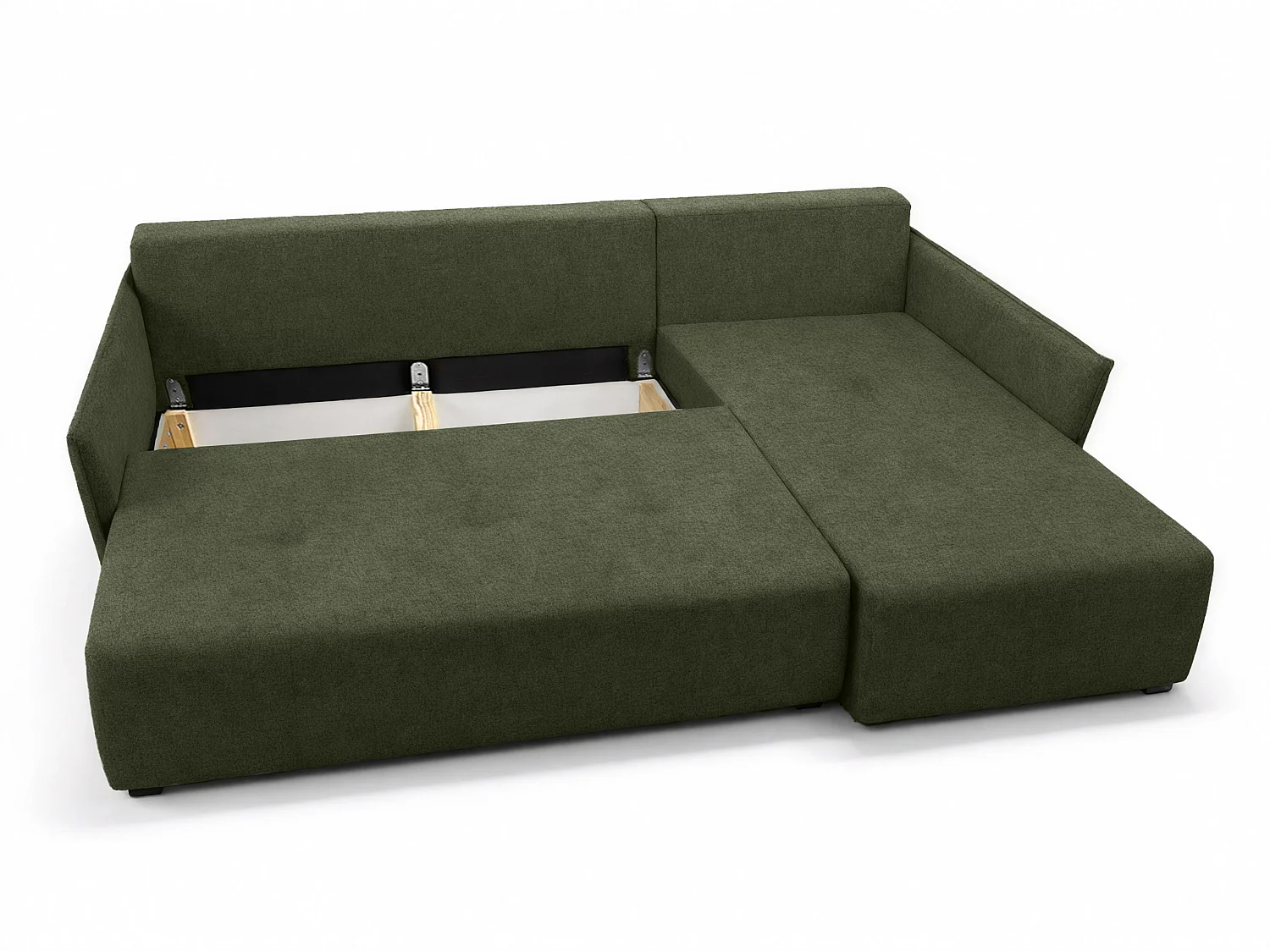 AX LIVING canapé d’angle Damascus vert avec fonction couchage coffre canapé-lit 212 cm droite