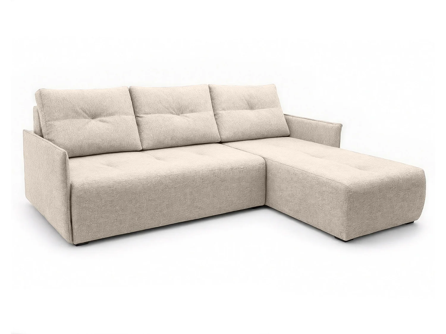 AX LIVING canapé d’angle Damascus beige avec fonction couchage coffre canapé-lit 212 cm droite
