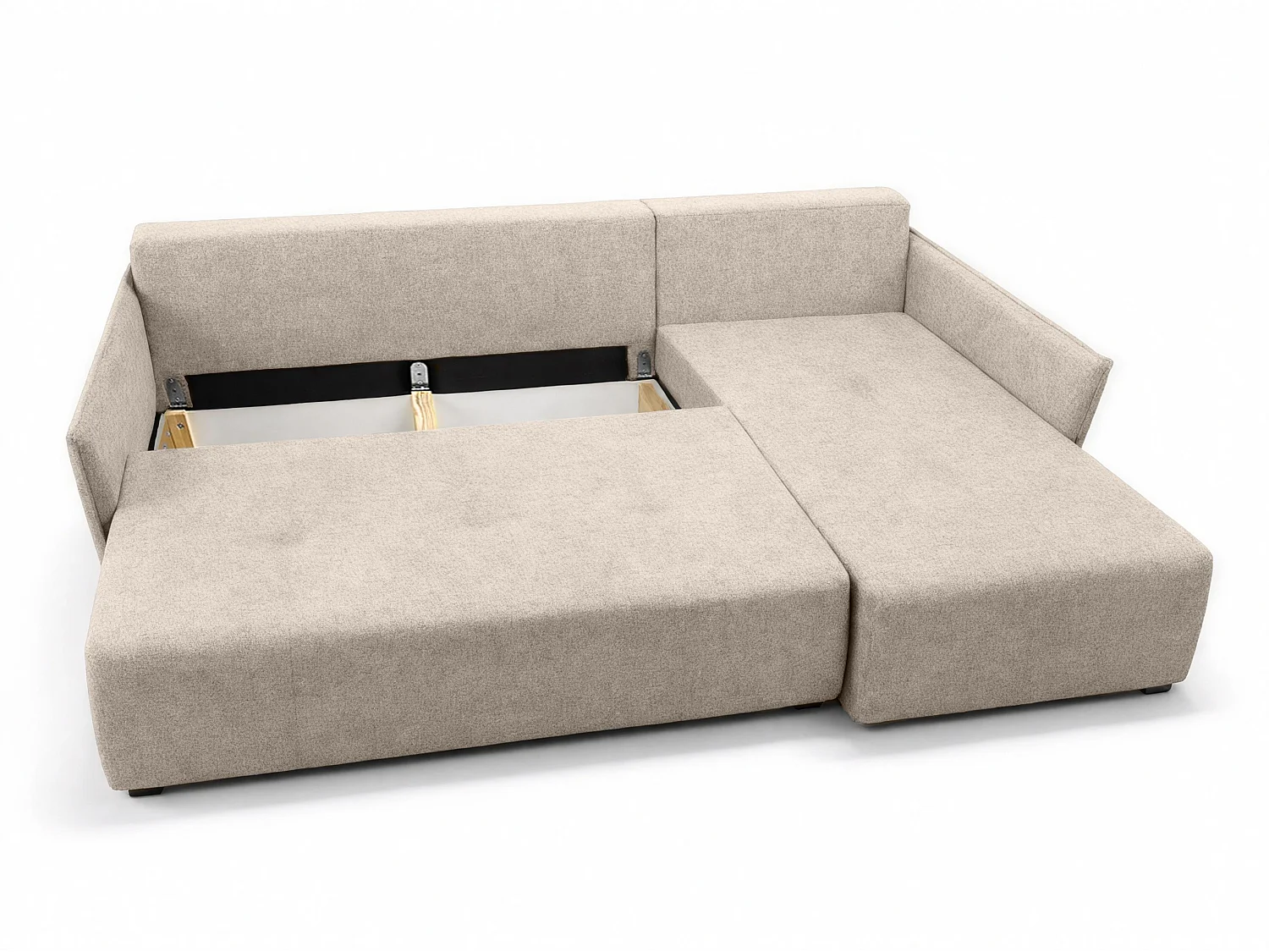 AX LIVING canapé d’angle Damascus beige avec fonction couchage coffre canapé-lit 212 cm droite