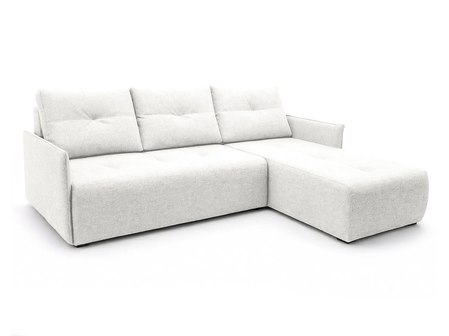AX LIVING canapé d’angle Damascus blanc avec fonction couchage coffre canapé-lit 212 cm droite