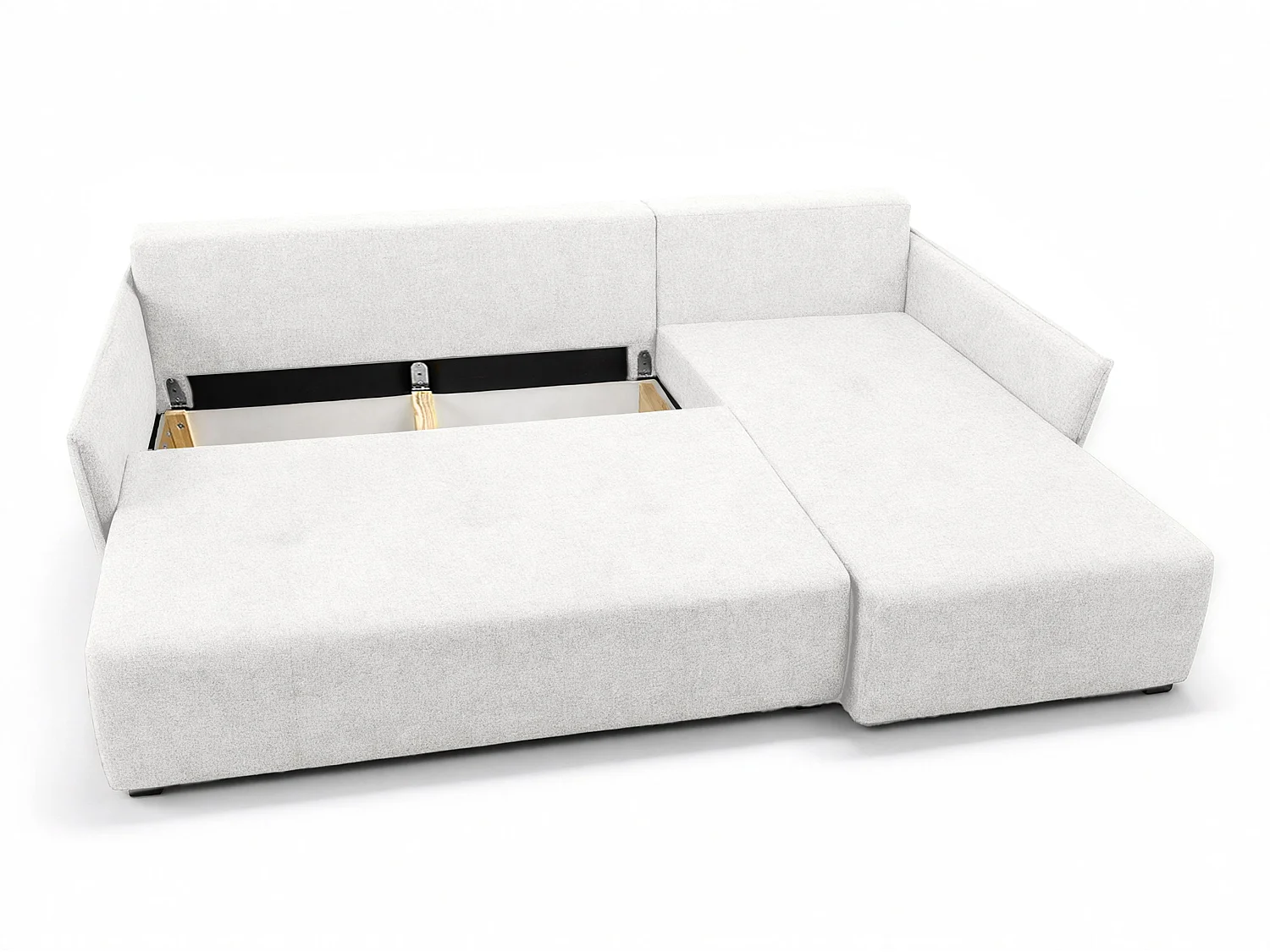 AX LIVING canapé d’angle Damascus blanc avec fonction couchage coffre canapé-lit 212 cm droite
