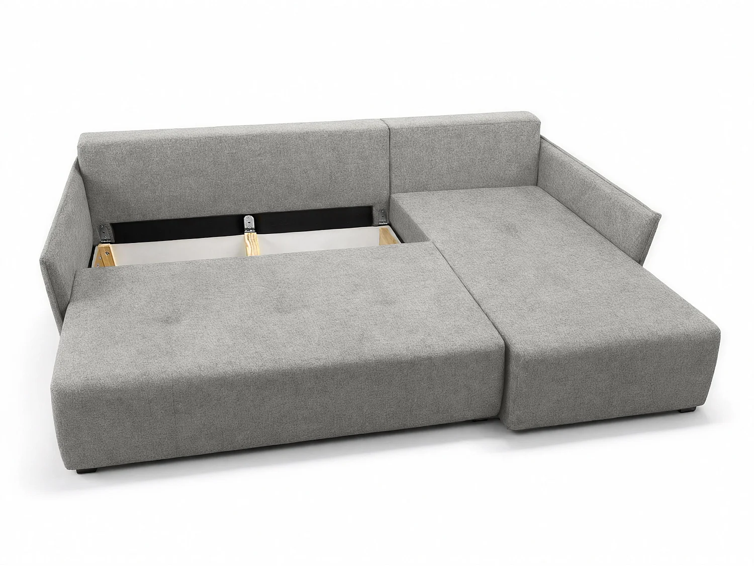 AX LIVING canapé d’angle Damascus gris clair avec fonction couchage coffre canapé-lit 212 cm droite