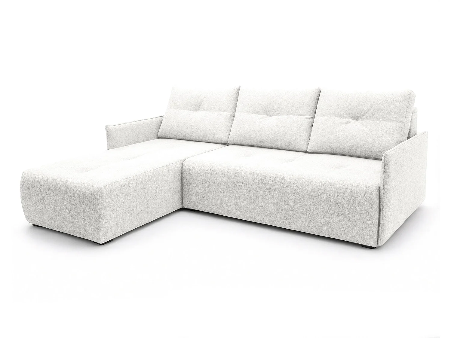 AX LIVING Ecksofa Damascus Weiß mit Schlaffunktion Bettkasten Schlafsofa 212 cm links