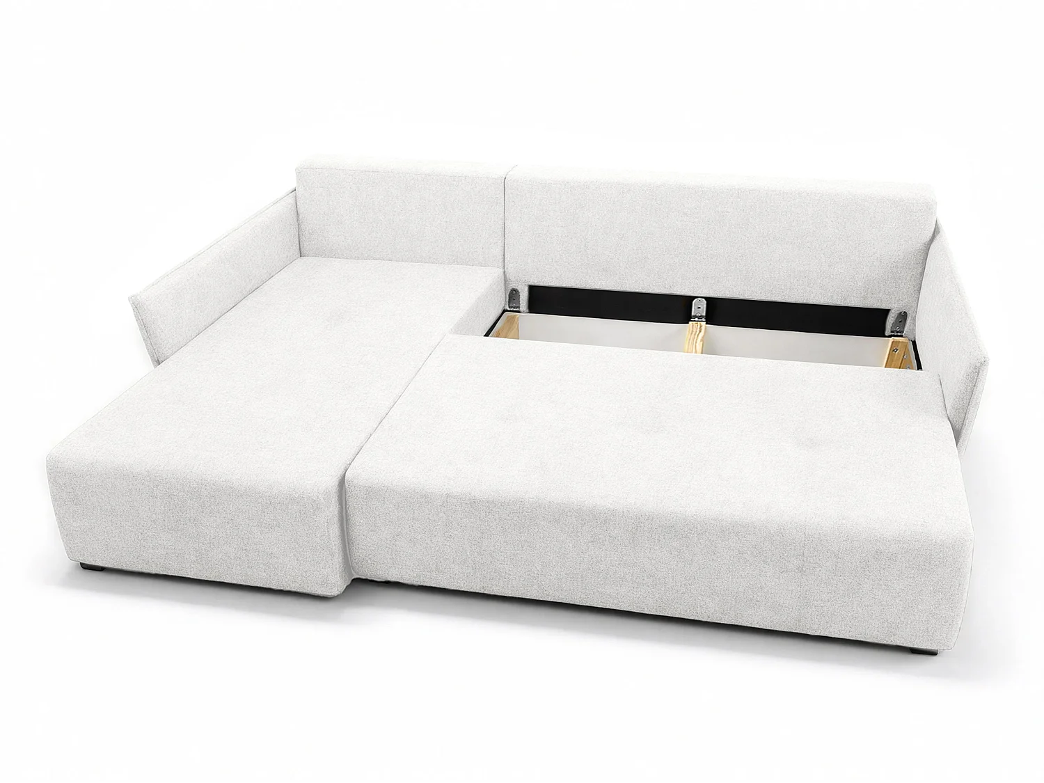 AX LIVING Ecksofa Damascus Weiß mit Schlaffunktion Bettkasten Schlafsofa 212 cm links