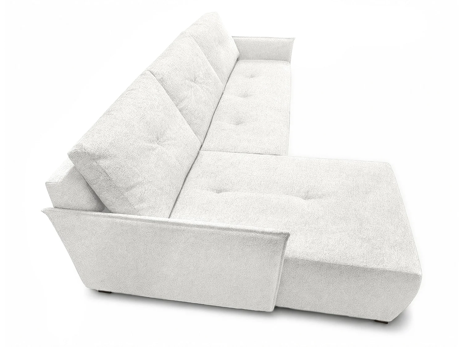 AX LIVING Ecksofa Damascus Weiß mit Schlaffunktion Bettkasten Schlafsofa 212 cm links