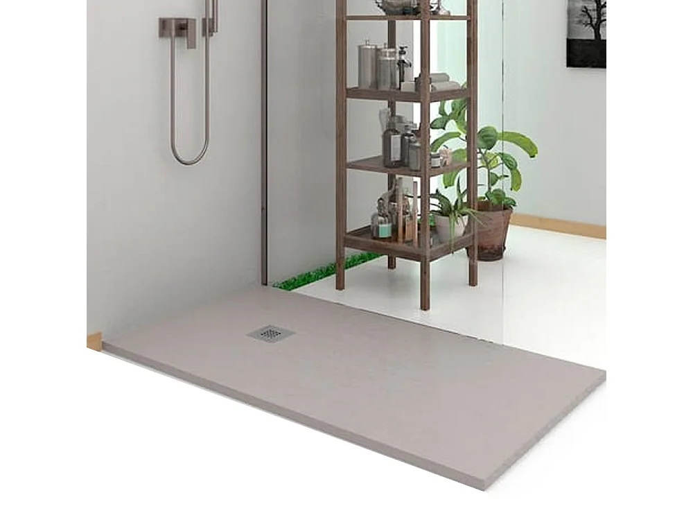 Douchebak van antislip hars | Inclusief afvoerventiel en rooster | Kleur Gris perle | 200x75cm