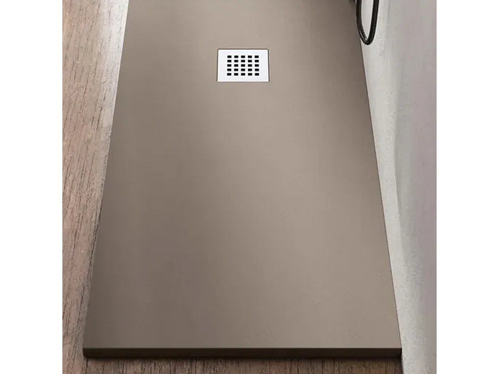 Receveur de douche en résine antidérapant | Inclut une bonde d’évacuation et une grille | Couleur Moka | 200x90cm