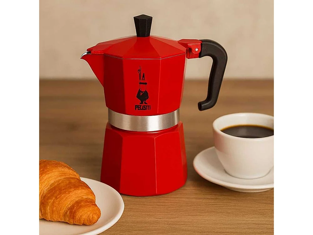 Cafetiere italienne - PEZZETTI - ITALEXPRESS - Aluminium - 3 tasses - Rouge