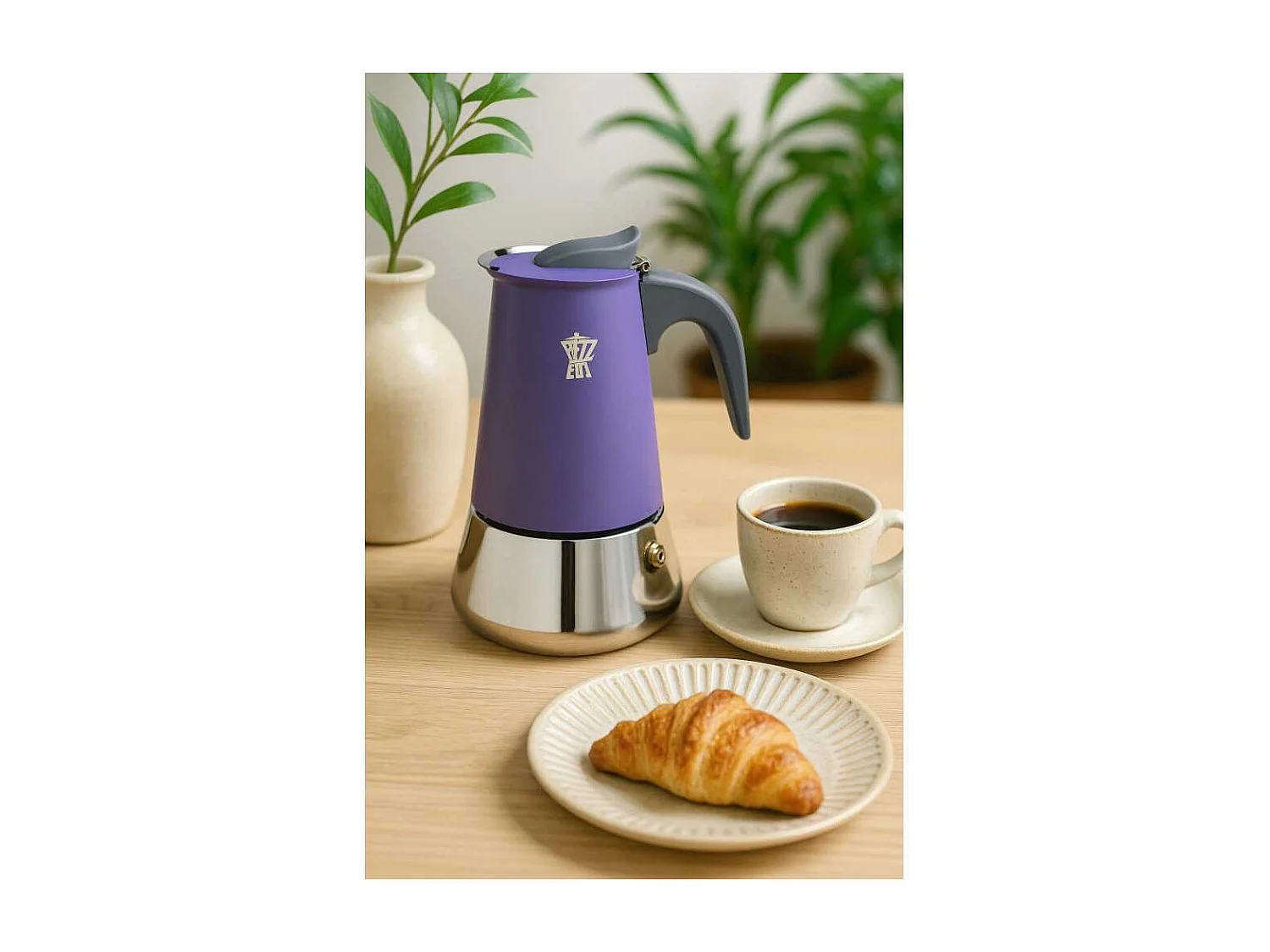 Italiaanse koffiezetter Pezzetti STEELEXPRESS 10 kopjes Roestvrij staal Indigo blauw Geschikt voor alle warmtebronnen, inclusief inductie