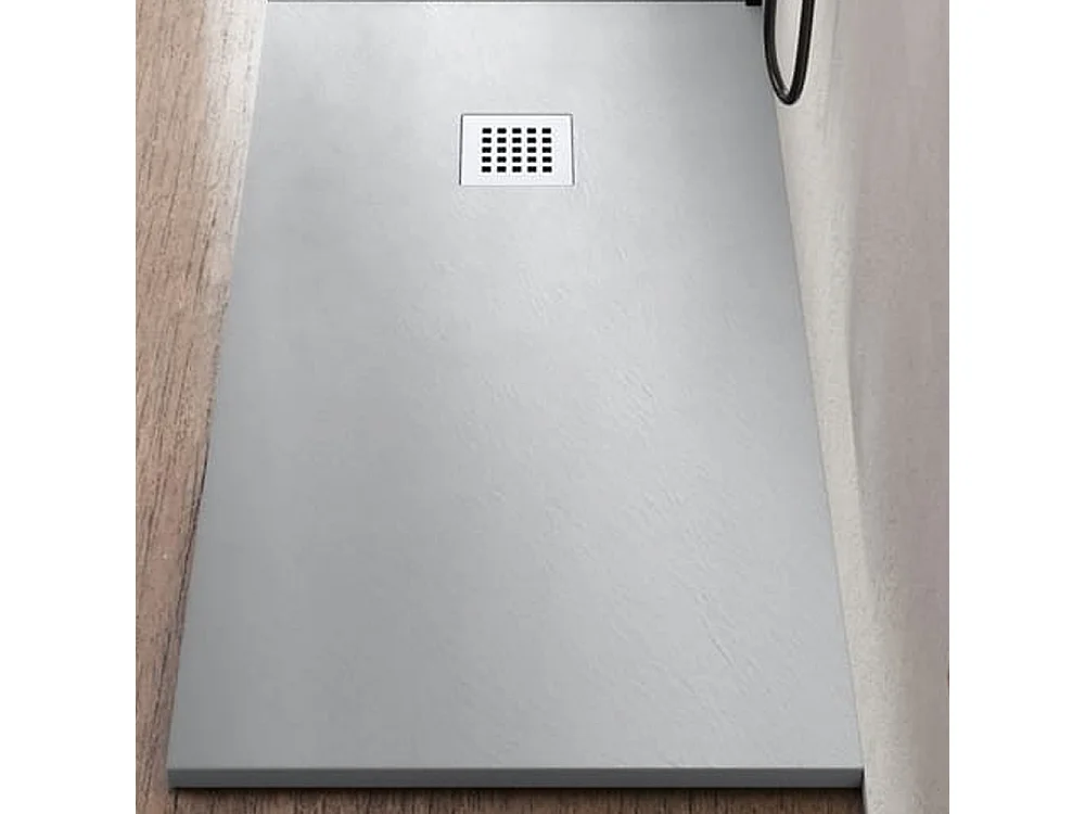 Douchebak van antislip hars | Inclusief afvoerventiel en rooster | Kleur Gris perle | 190x70cm