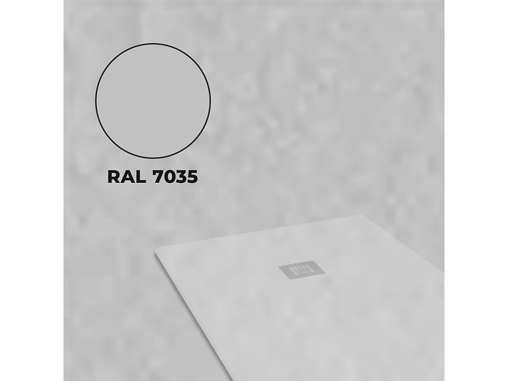 Douchebak van antislip hars | Inclusief afvoerventiel en rooster | Kleur Gris perle | 190x70cm