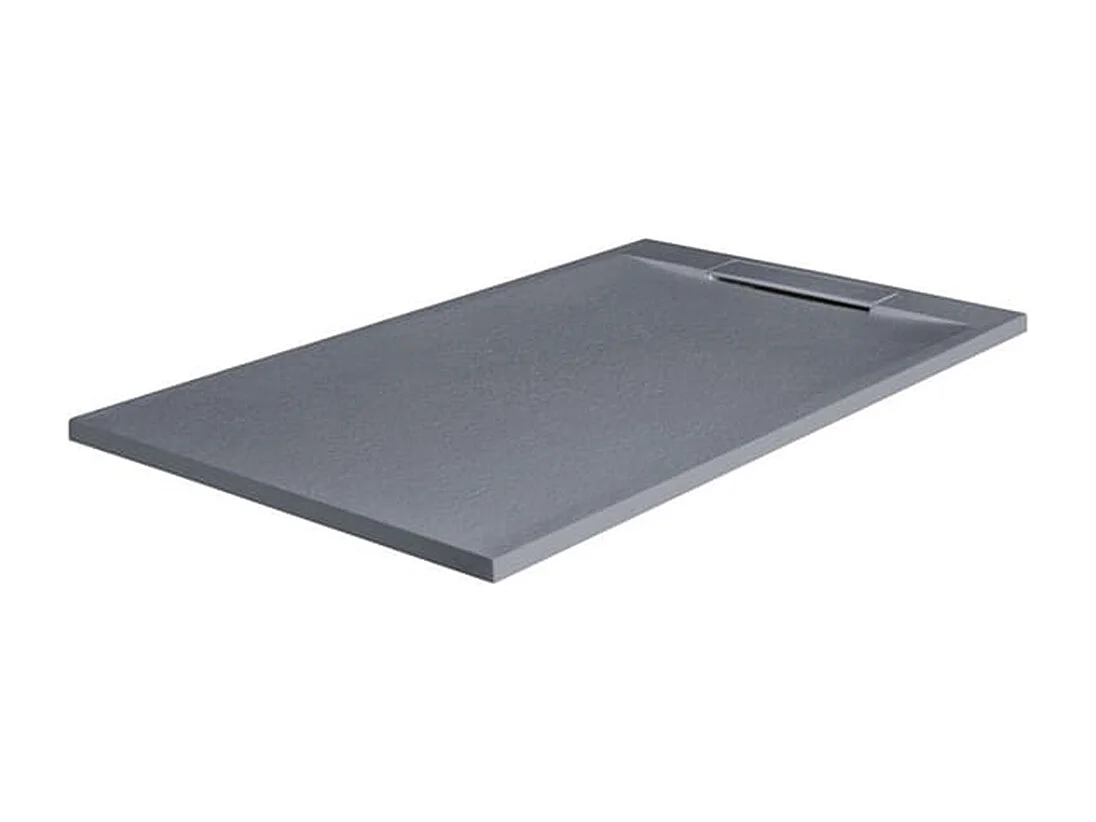 Platte douchebak van hars met antislip, inclusief verborgen afvoer | Kleur Antraciet | 180x80cm